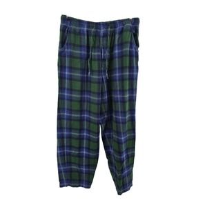 Toad&Co Pajama Pants Mens XL Green Blue Plaid Organic Cotton Flannel Lounge Pant